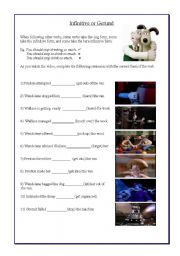 English Worksheet: Wallace and Gromit - A Close Shave - Infinitves and Gerunds after verbs