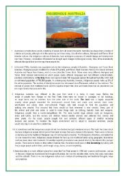 English Worksheet: INDIGENOUS AUSTRALIA  READING , LISTENING AND VOCABULARY ACTIVITY FOR ADVANCE STUDENTS BOTH INFORMATIVE AND POPULAR TOPIC