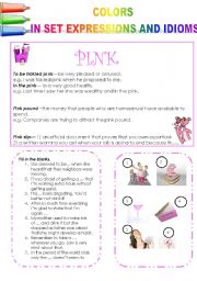 English Worksheet: COLORS IN SET EXPRESSIONS AND IN IDIOMS! (PART 3) PINK