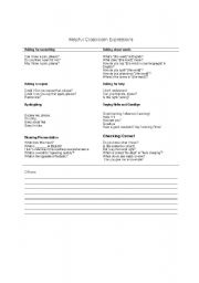 English worksheet: Helpful Classroom Expressions