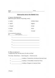 English worksheet: The British Isles