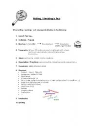 English Worksheet: Writing / Revising a Text