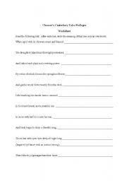 English Worksheet: Chaucers Canterbury Tales reading assessment worksheet