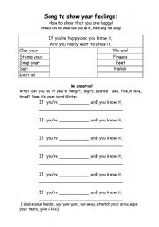 English worksheet: song to show your feelings