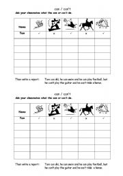 English Worksheet: can and cant