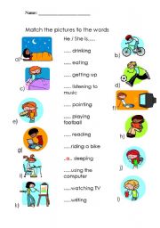 English Worksheet: Present Continuos - What are they doing?