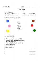 English worksheet: Test 3rd grade