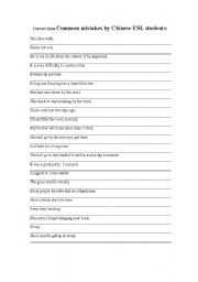 English Worksheet: Correct these common errors by Chinese learners of English