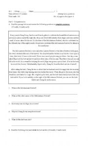 English Worksheet: English test - reading comprehension and usage