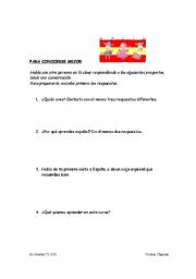 English Worksheet: Para conocerse mejor