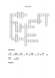English Worksheet: Numbers from 0 - 20 crossword