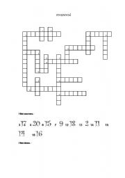 English worksheet: Numbers from 0 - 20 crossword