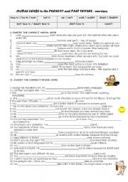 English Worksheet: MODALS FOR THE PRESENT AND THE PAST