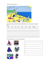English Worksheet: Describibg pictures with Present Continuos