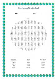 English Worksheet: WordSearch New Zealand