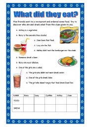 English Worksheet: WHAT DID THEY EAT AND DRINK?