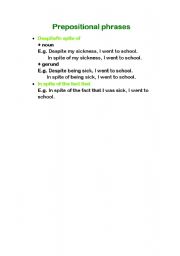 English worksheet: Prepositional phrases