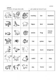 English Worksheet: Animals - Wordcards