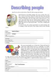 English Worksheet: Describing people (reading)