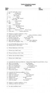 English Worksheet: English test
