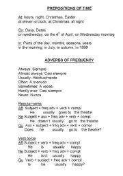 English Worksheet: Prepositions of Time and Frequency Adverbs