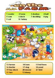 English Worksheet: ON THE FARM - CLASSROOM POSTER (PICTIONARY) for young learners