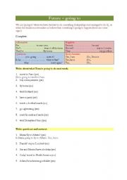 English Worksheet: Future - going to