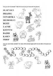 English Worksheet: ANIMALS