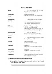 English worksheet: Some useful adverbs