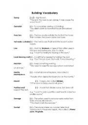 English worksheet: Building vocabulary