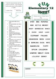 English Worksheet: Fun Sheet Elementary 12