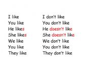 English worksheet: verb to like