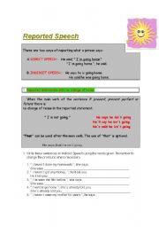 English Worksheet: REPORTED SPEECH