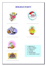English worksheet: holiday and party