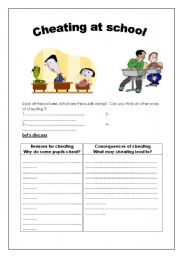 English Worksheet: School Cheating 