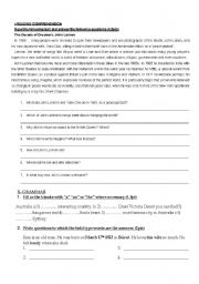 English Worksheet: esl test (comprehension and grammar)