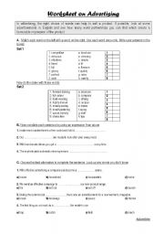 English Worksheet: Advertising