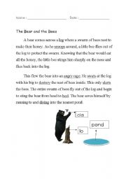 English Worksheet: Comprehension-The Bear and the Bees