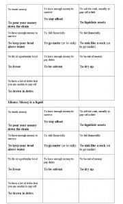 English Worksheet: idioms related to money