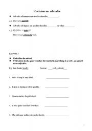 English Worksheet: adverbs of positions,degree and manner