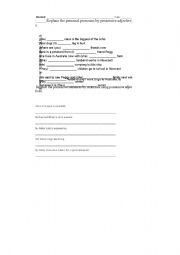 English Worksheet: Possessive Pronouns Exercises