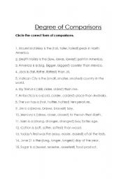 English Worksheet: Degree of Comparison