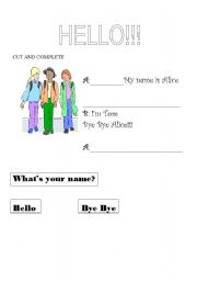 English worksheet: hello