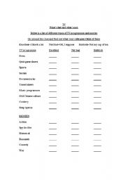 English worksheet: TV and Movie Poll