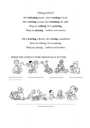 English Worksheet: Doing what?