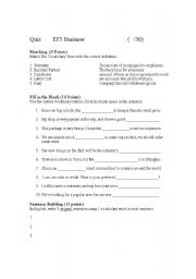 Basic Business Expressions worksheet/quiz