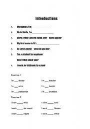 English Worksheet: Introductions