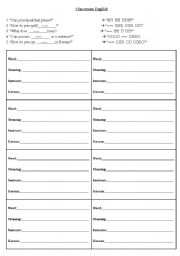 English worksheet: Classroom English