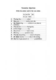 English worksheet: adjectives posessives