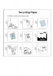 English Worksheet: Recycling Paper - Picture Story